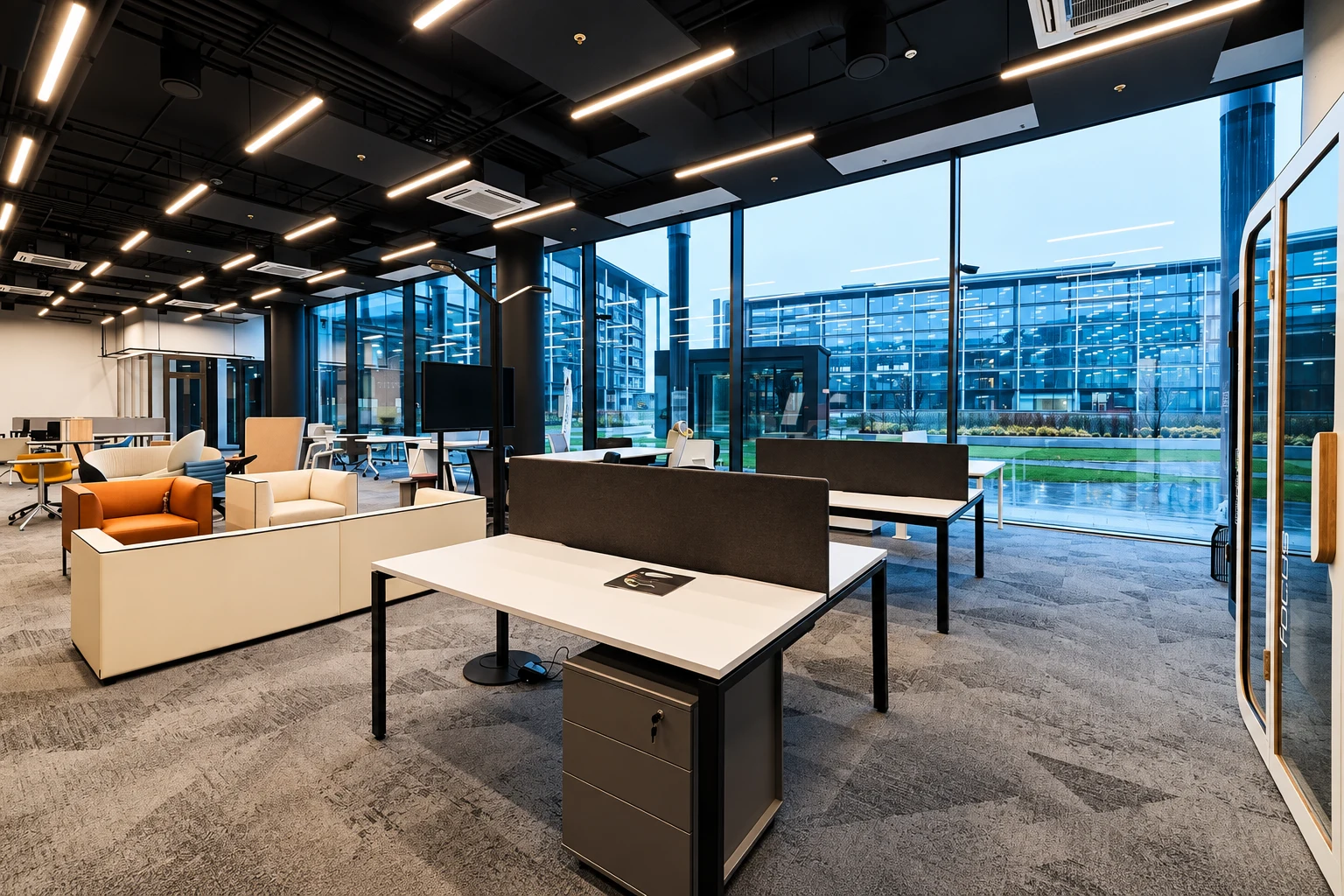 Work and lounge areas